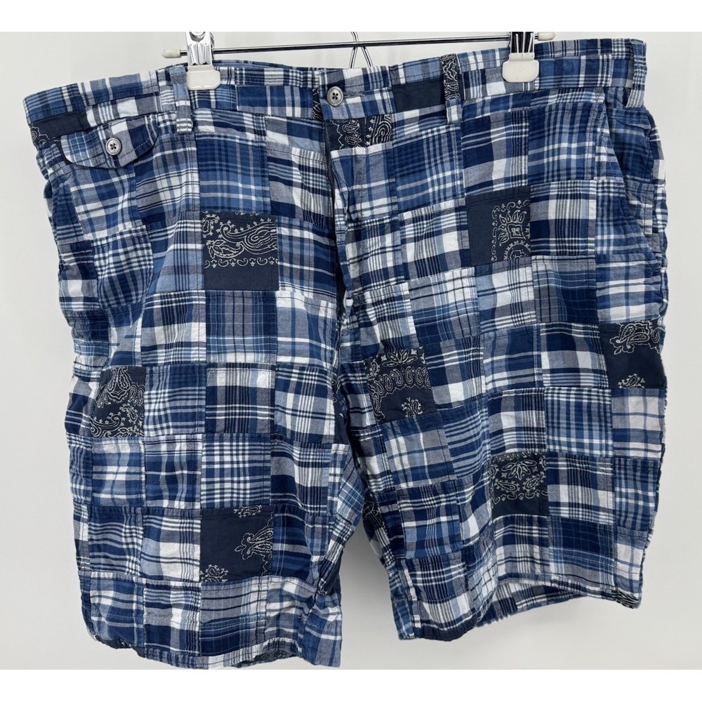 Polo Ralph Lauren Authentic India Madras Patchwork Shorts 40 Blue Plaid Paisley